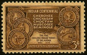 Sc 972   3¢ Indian Centennial Single, MNH