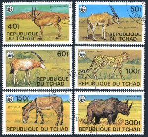 Chad 367-372, CTO. Michel 849-854. WWF 1979. Gazelle, Addax,Oryx antelope,Zebra,