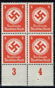 Germany 1934,Sc.#O84 MNH block of 4 Eagle on a base. cv.€36