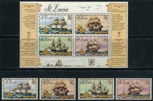 St. Lucia #337-40a* NH  CV $5.50  Ships set & Souvenir sheet