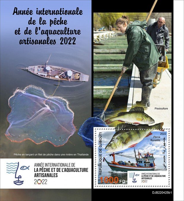 DJIBUTI - 2022 - Int. Year of Fishing - Perf Souv Sheet - Mint Never Hinged