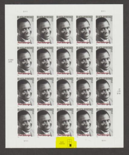 U.S. Scott #3834 Black Heritage Stamps - Mint NH Sheet - Highlighted LR Plate