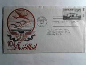 SCOTT # C 34 AIRMAIL FIRST DAY OF ISSUE 10 CENT AIRMAIL CACHETED !!