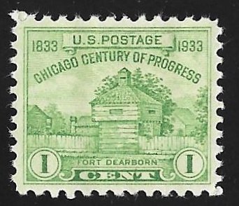 728 1 cent Century of Progress Chicago Stamp mint OG NH EGRADED VF 82