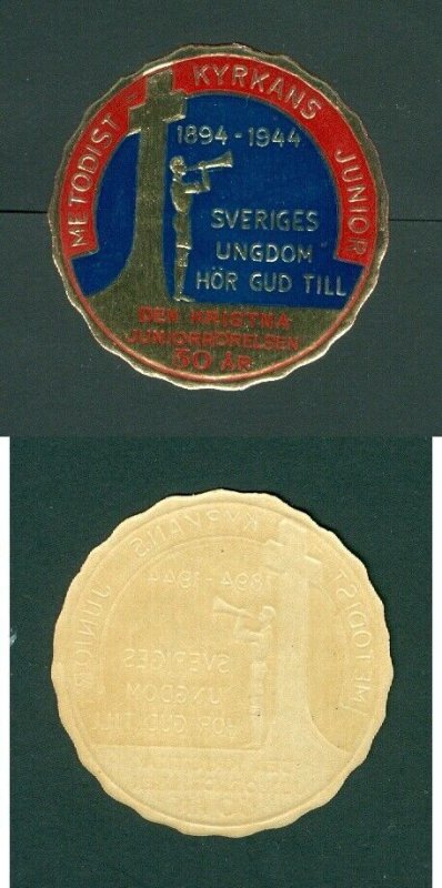 Sweden.1944 Poster Stamp Seal Embossed The Methodist Church Youth 50 Year 1944