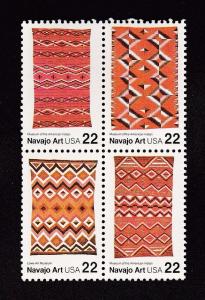 Navajo Art - MNH VF Block of 4, Scott #2235-38 - 1986, 22 ct