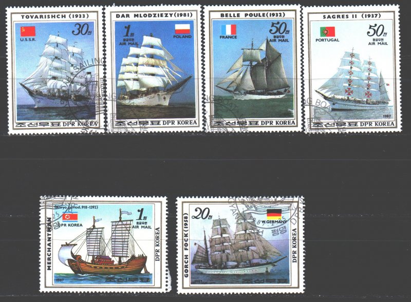 North Korea. 1987. 2811-16. Sailboats. USED.