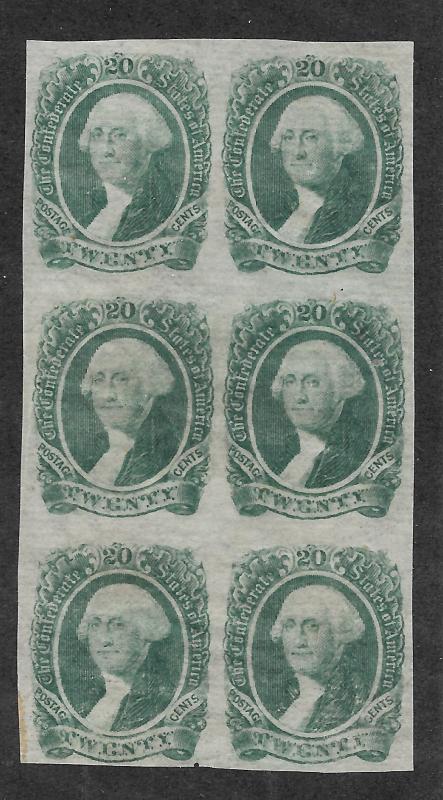 CSA #13b Unused, N.G. Block of 6, Dark Green, Free Insured Shipping