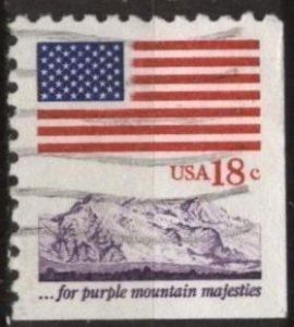 US Sc. #1893 (used) 18¢ flag, for purple mountain majesties (1981)