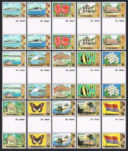 Kiribati 327-340A Gutter Mnh.hibiscus Expédié Oiseaux Papillon Poisson