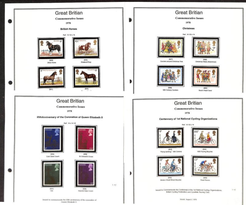 Great Britain Stamp Collection on 48 Steiner Pages, 1976-82, #777..1001 MNH (CO)