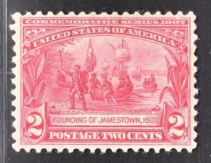 US Stamp#329 2c Carmine Founding of Jamestown MINT Hinged OG SCV $ $30.00 