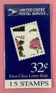 BK178A Makeshift PINK ROSE Booklet of 15 32¢ Stamps 1995 MNH USPS Sealed