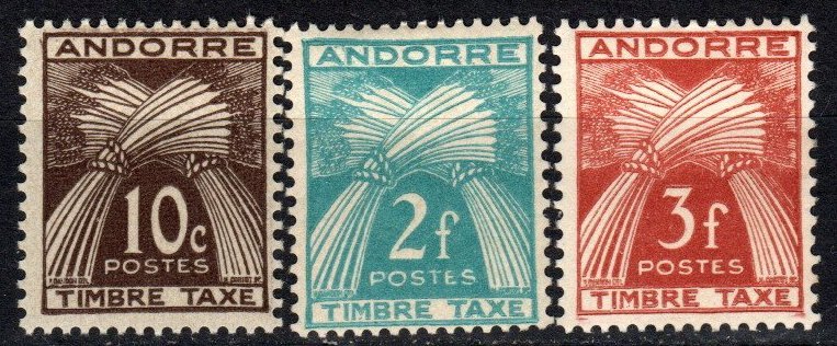 Andorra (Fr) #J32, J34-5  F-VF Unused CV $5.60  (X5501)