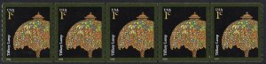 SC#3758A 1¢ Tiffany Lamp Plate Strip of Five: #S11111 (2008) MNH