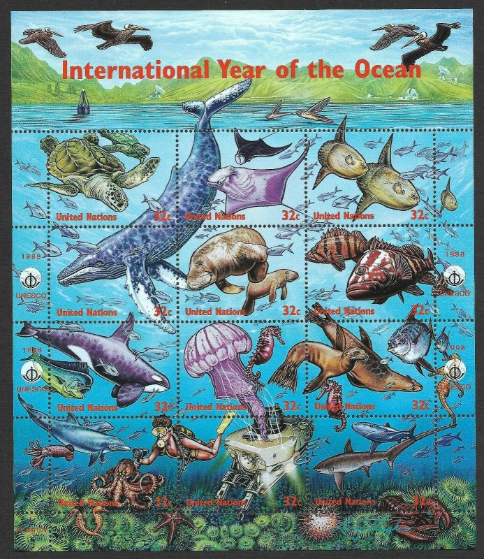 Doyle's_Stamps: 1998 U.N. Year of the Ocean 3-Sheet Set