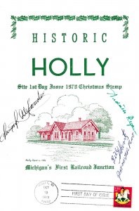 Signed FDC Ceremony Luncheon Program #1769 C2  Xmas Hobby Horse Holly MI 1978