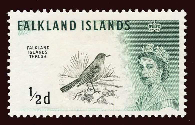 FALKLAND ISLANDS Scott #128 (SG 193) 1960 Falkland Islands Thrush unused OG HR