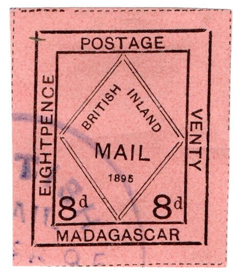 (I.B) Madagascar Postal : British Inland Mail 8d (Venty)