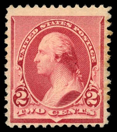 US Sc 220 MINT NO GUM - 1890 2¢ - Washington; Soft Porous Paper