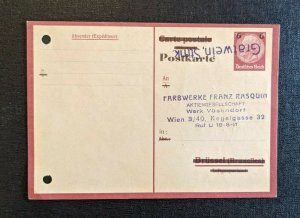 1944 Gratwein Austria to Vienna German Postal Stationary Cover