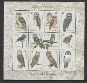 Ukraine 2003 Birds Owls MNH sheet