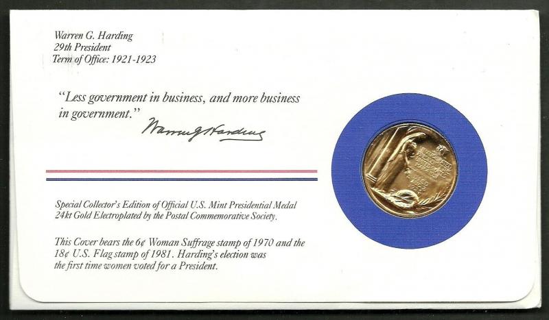 US 1983 FDC With Official Mint Presidential 24kt Gold Electroplated Medal # 29th