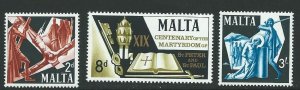 MALTA SG382/4 1967 1900th ANNIV OF MARTYRDOM OF SAINTS PETER & PAUL MNH