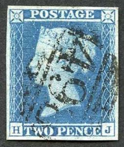 1841 2d Blue (HJ) Plate 3 Fine Four Margins