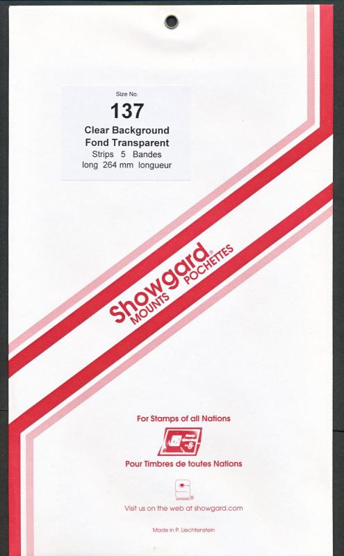 Showgard Stamp Mount Size 137/264 mm - CLEAR - Pack of 5 (137X264  137mm)  STRIP