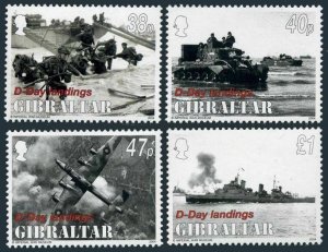 Gibraltar 976-979,979a sheet,MNH. D-Day,60th Ann.2004.Soldiers,Tank,Planes,Ships