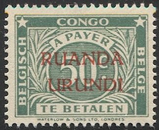Ruanda-Urundi 1943 Sc J10  Mint LH VF 50c postage due
