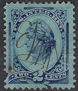 United States #R152b 2¢ Liberty - US Internal Revenue (1875). Fine. Used.