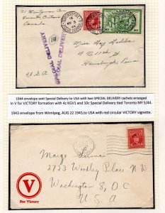 CANADA WW2 Covers{2} *V FOR VICTORY* Special Delivery Winnipeg 1943-44 JL146