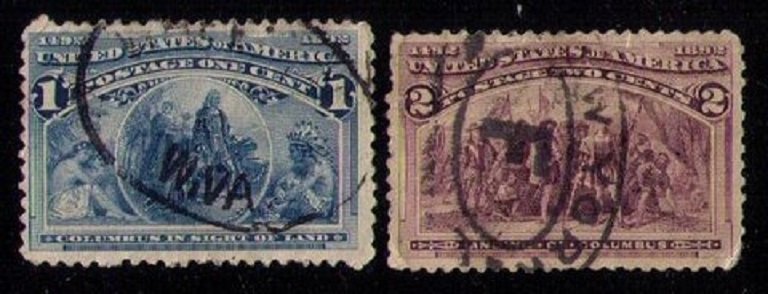 US Sc 230-231 Fancy Cancels Used Columbus Series (One & Two Cent) F-VF