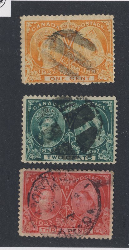 3x Canada Victoria Used Jubilee Stamps #51-1c #52-2c #53-3c Guide Value = $25.00