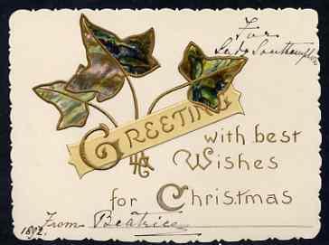 Great Britain 1892 Ivy-Leaf Christmas card from PRINCESS ...