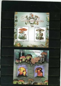 ST.THOMAS & PRINCE 2011 MUSHROOMS 2 SHEETS OF 2 STAMPS MNH 