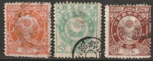 Japan 1888 Sc 81-3 partial set used thins/faults