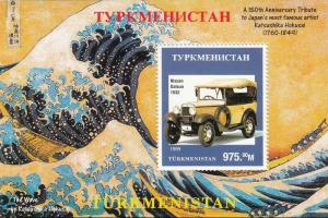 TURKMENISTAN SHEET CLASSIC CARS NISSAN ART PAINTINGS HOKUSAI