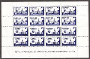 Colorado Centennial commemorative sheet