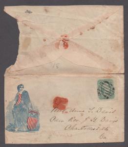 **CSA Cover, SC# 11, Charlottesville, VA, 11/27/1863, Turned Union Patriotic