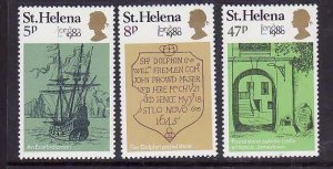 St Helena-Sc#338-40- id7-unused NH set-Ships-Stamp Exhibition-1980-