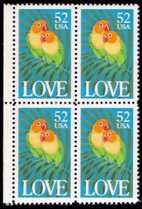 Scott #2537 Love Birds Parrots Block of 4 Stamps - MNH