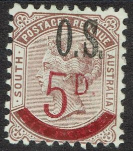 SOUTH AUSTRALIA 1891 QV OS 5D ON 6D PERF 10