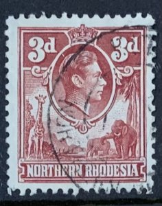 NORTHERN RHODESIA 1938 3d SCARLET SG35 USED