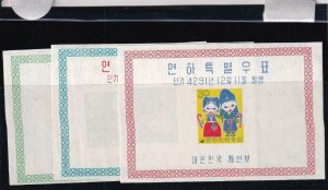 Korea: Sc #287a-289a, MNH, Mini Souvenir Sheet (45655)