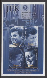 St Vincent Grenadines Bequia 321 John F Kennedy Souvenir Sheet MNH VF