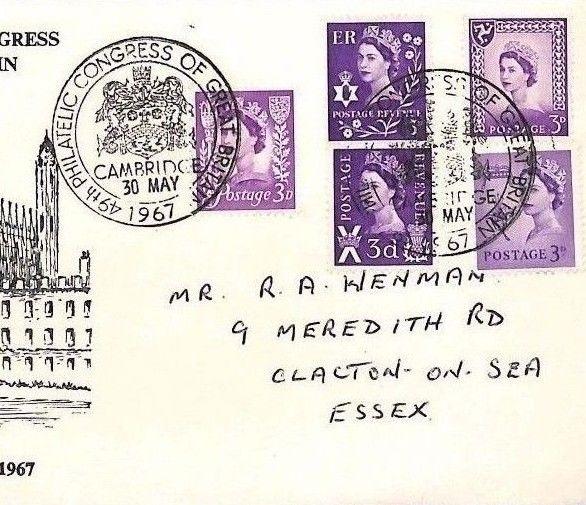 BM207 GB WILDING REGIONALS 1967 Philatelic Congress Cover Cambridge {samwells}