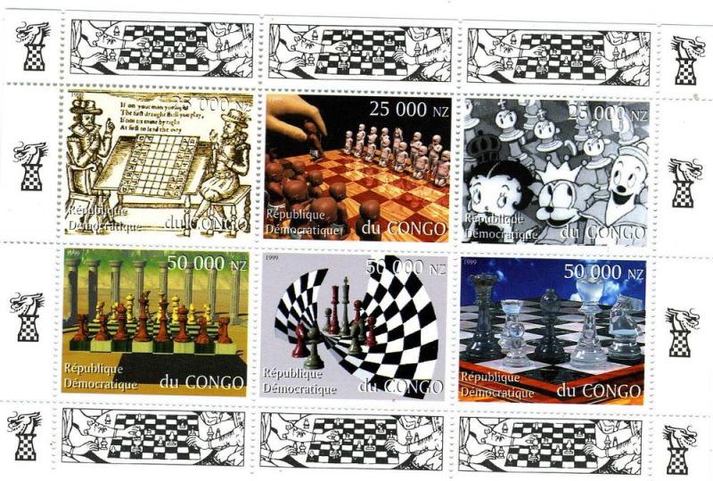 Congo 1999 Chess on Stamps Sheet (6) Perforated mnh.vf